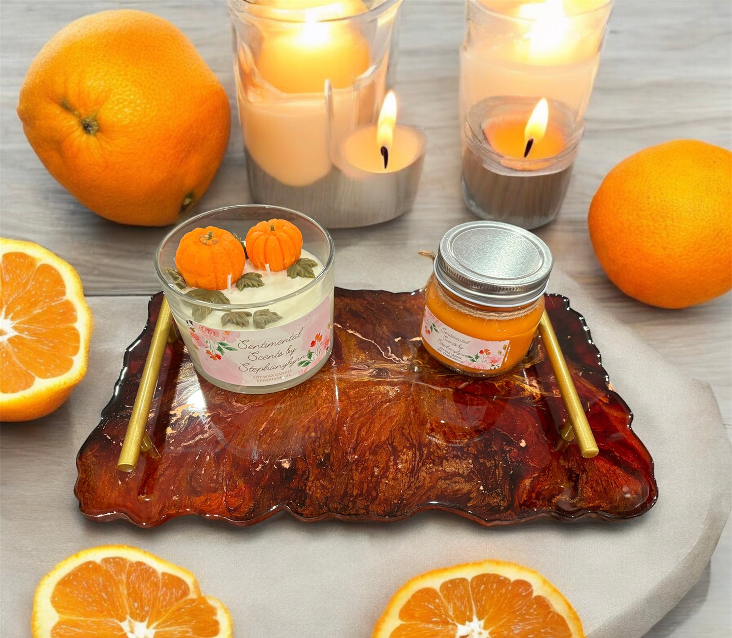 “Holy Fire” candle & perfume tray